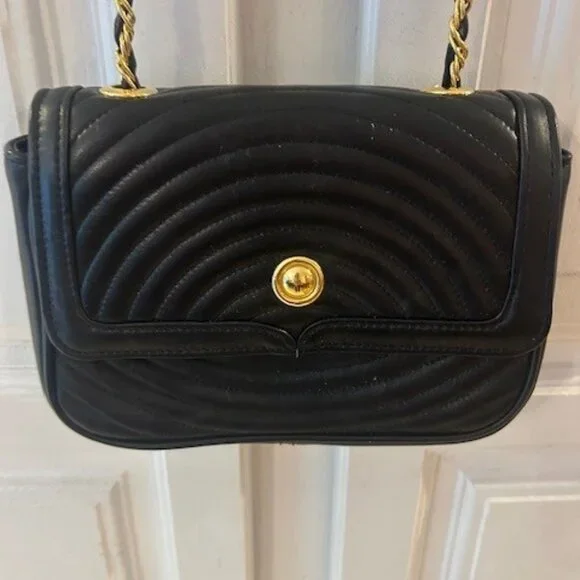 NWT 90s Vintage Field Manor Black Leather Crossbody Purse With Snap Closure - Picture 2 of 6